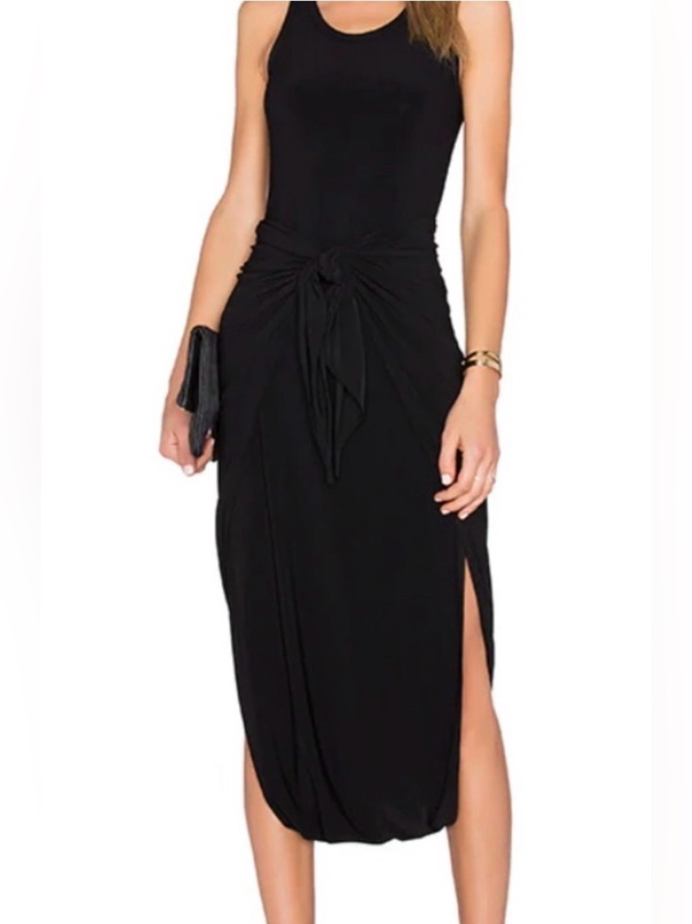 Norma kamala diaper tie midi dress black size extra small